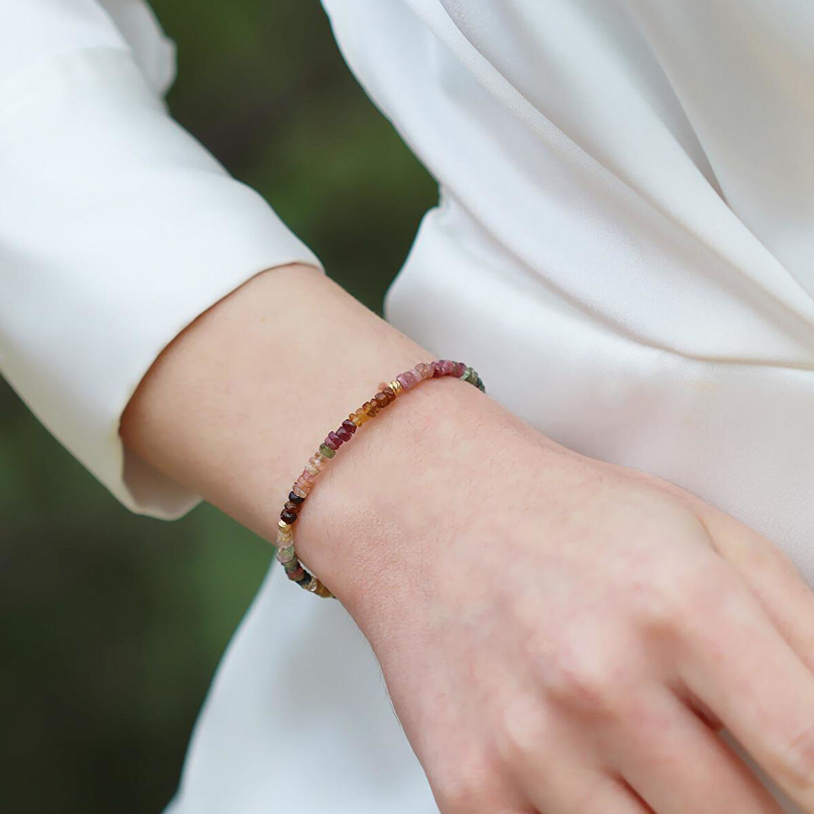 Turmalin Taşlı Asansörlü Gümüş Bileklik