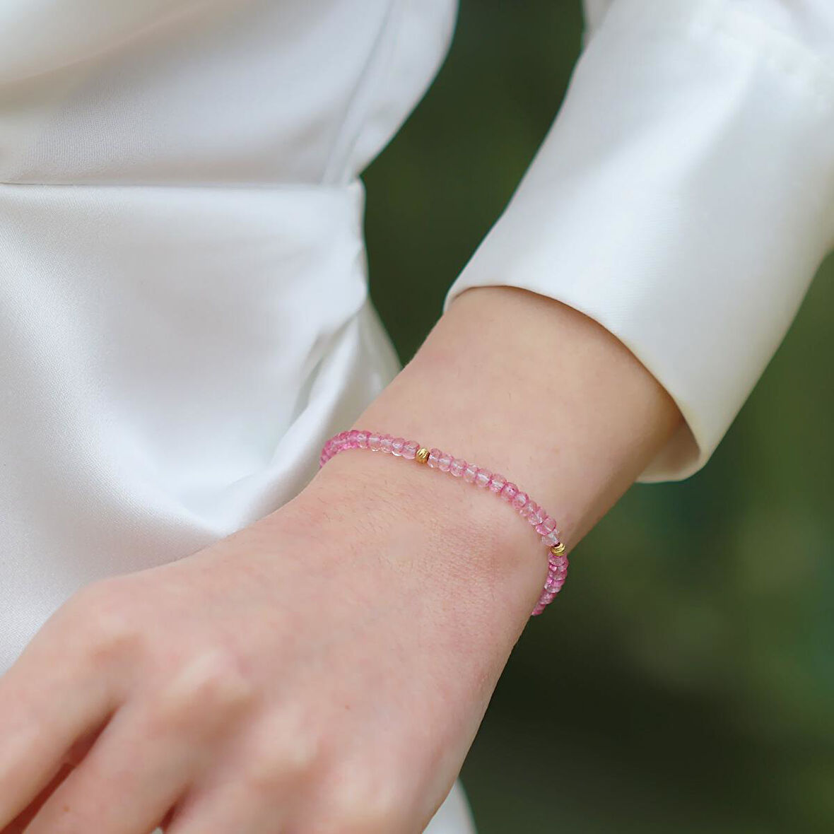 Pembe Kuvars Taşlı Asansörlü Gümüş Bileklik