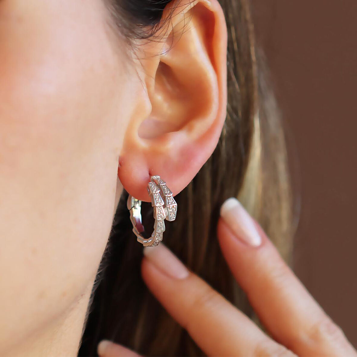 Serpents Zirkon Taşlı Gümüş Küpe