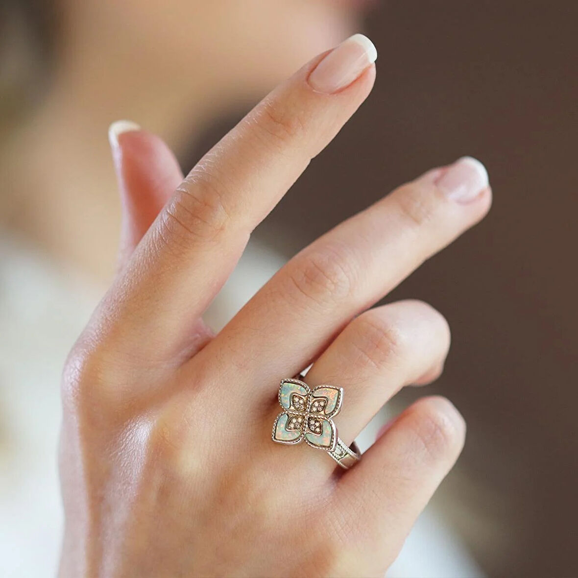 Alhambra Opal Taşlı Gümüş Yüzük