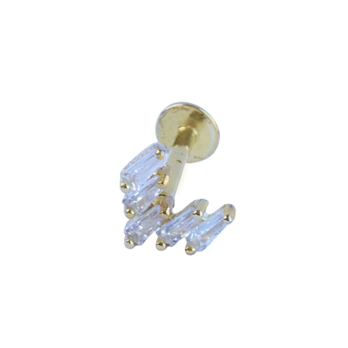 Baget Taşlı Gümüş Gold Tragus