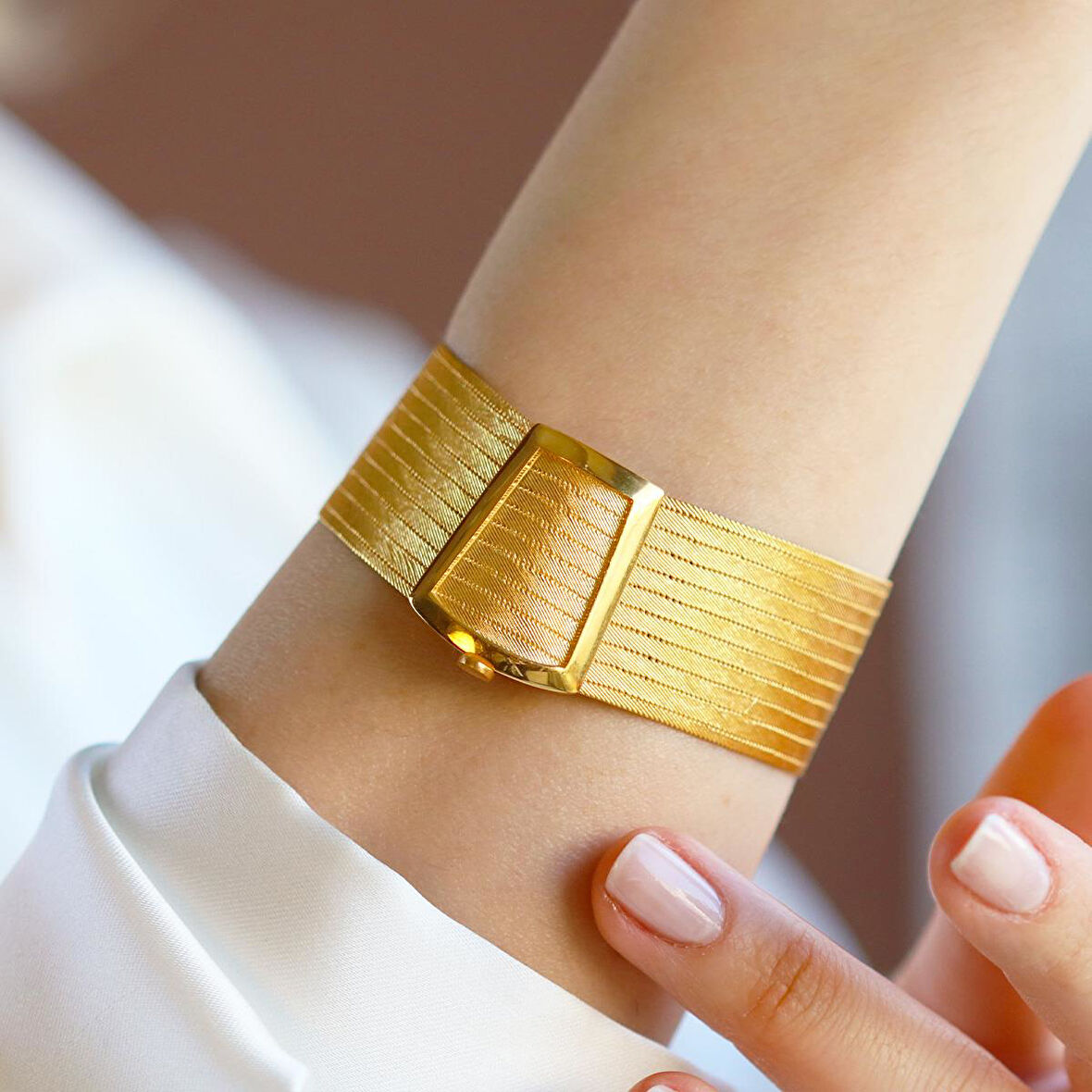 11 Sıra Hasır Gold Kaplama Gümüş Trabzon Kelepçe