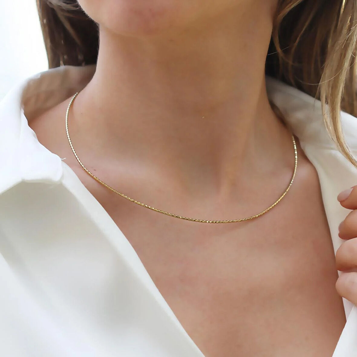 İtalyan İnce Desenli Gümüş Zincir