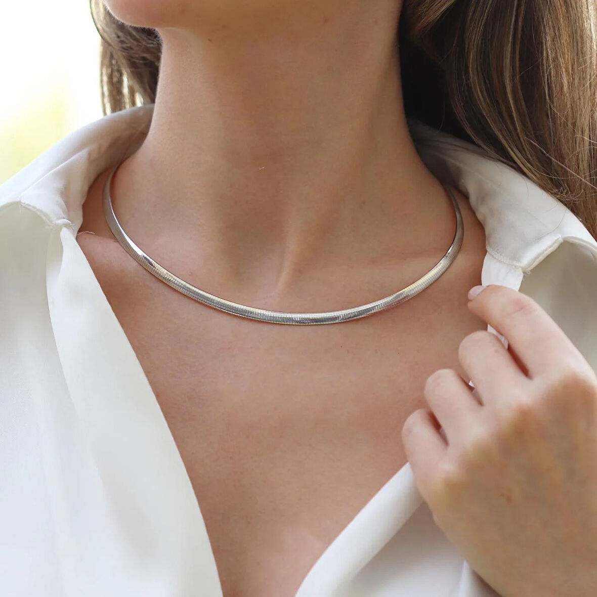 İtalyan Yassı Gümüş Zincir