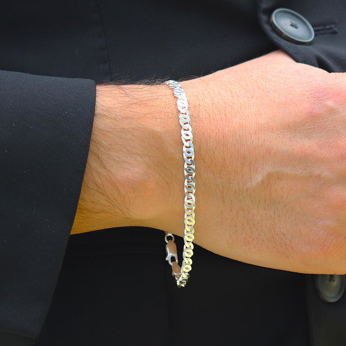 Kaplangözü 5mm Gümüş Erkek Bileklik