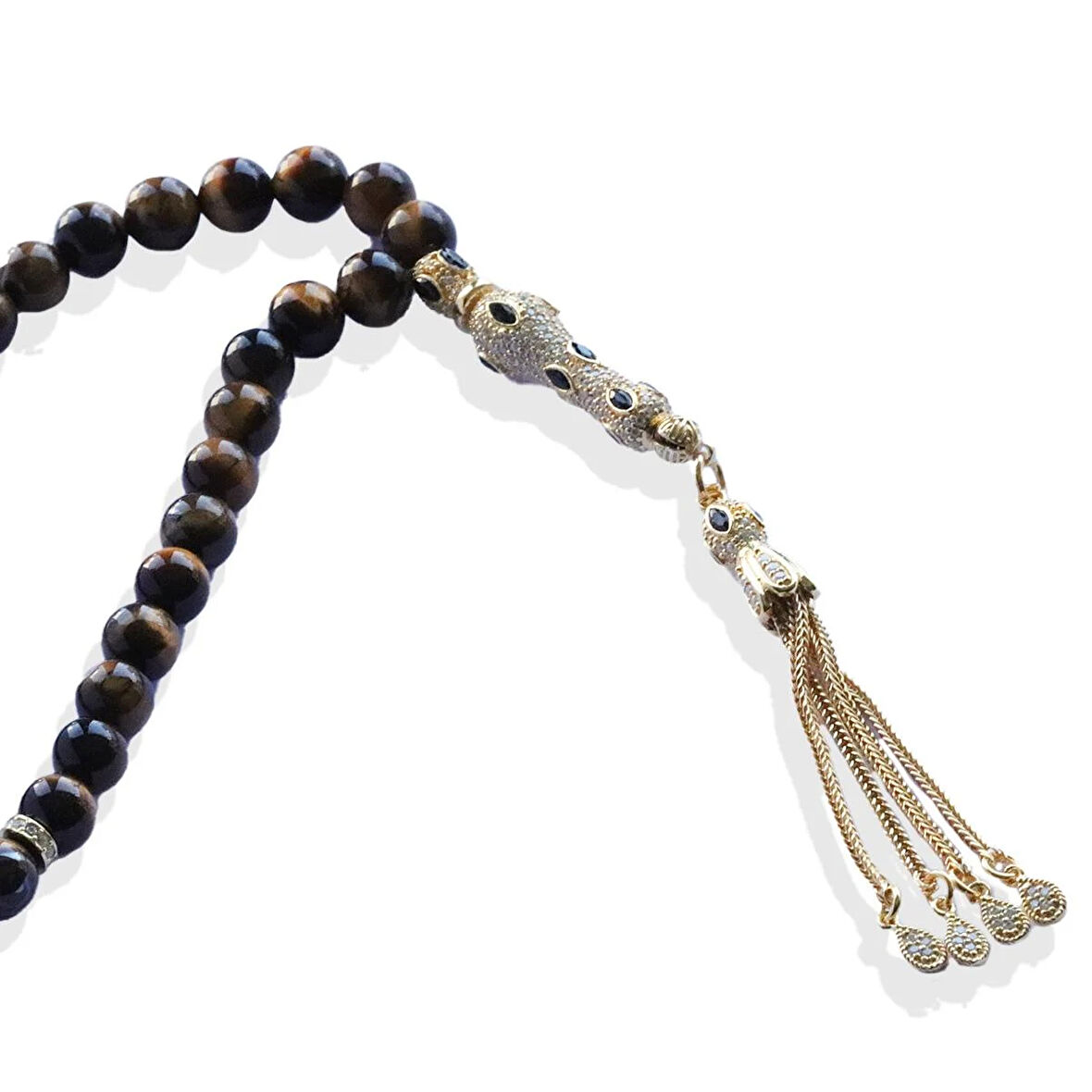 Kaplangözü Doğaltaşlı Gold Gümüş Tesbih