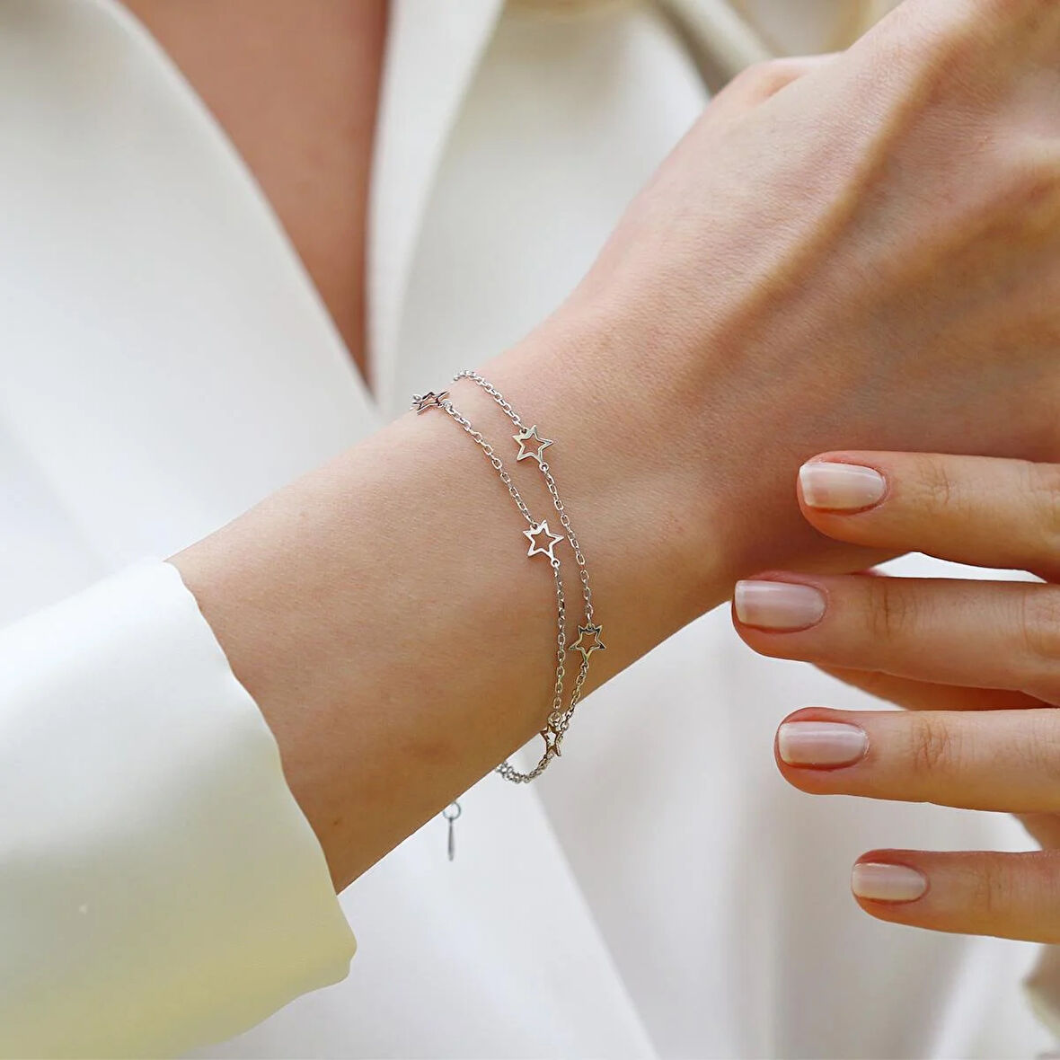 Yıldız Sıralı Gümüş Bileklik