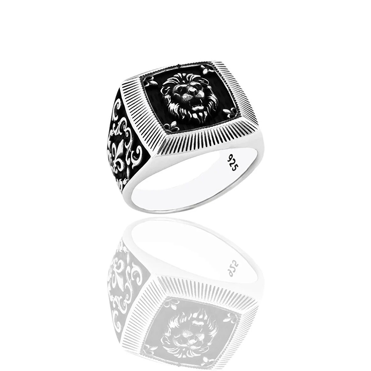 Kaplan Kafası Oksitli Gümüş Erkek Yüzük