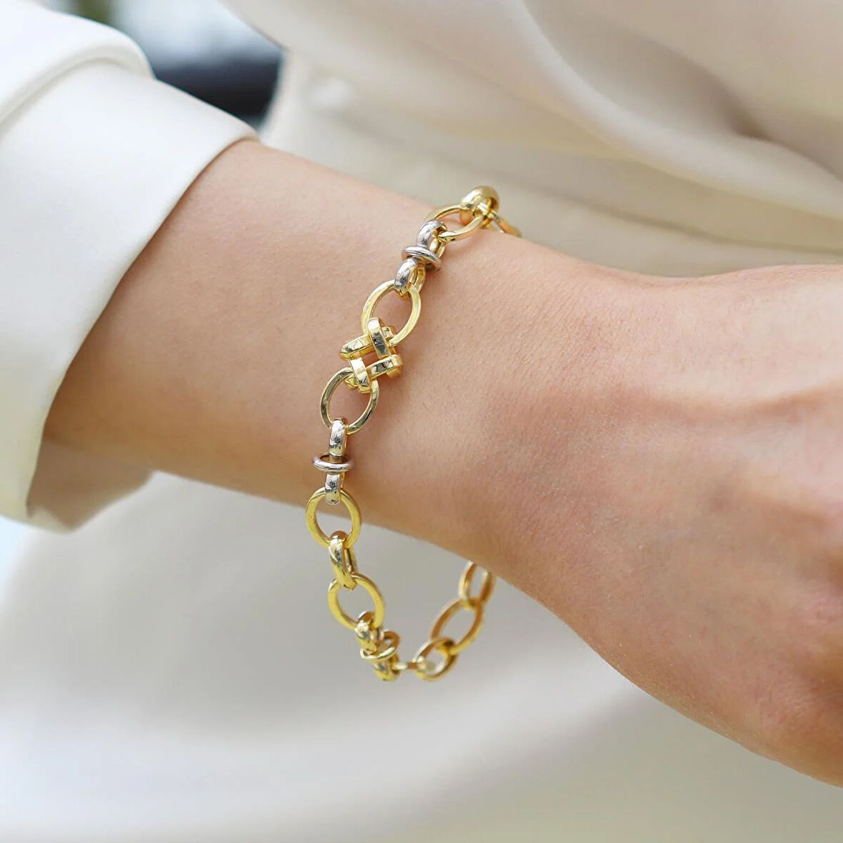 Küp Elips Hallow Gümüş Bileklik