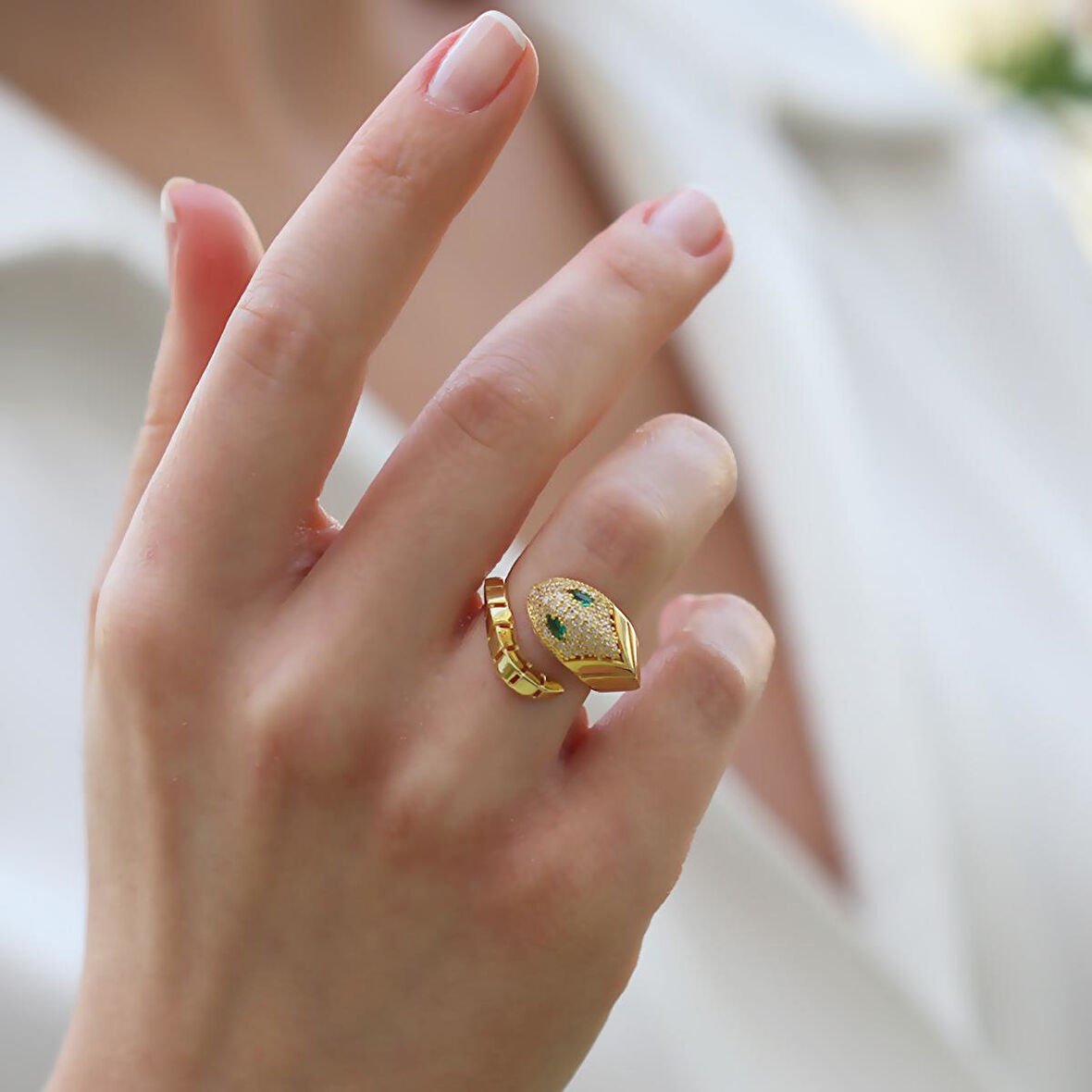 Serpent Modeli Ayarlanabilir Gümüş Yüzük