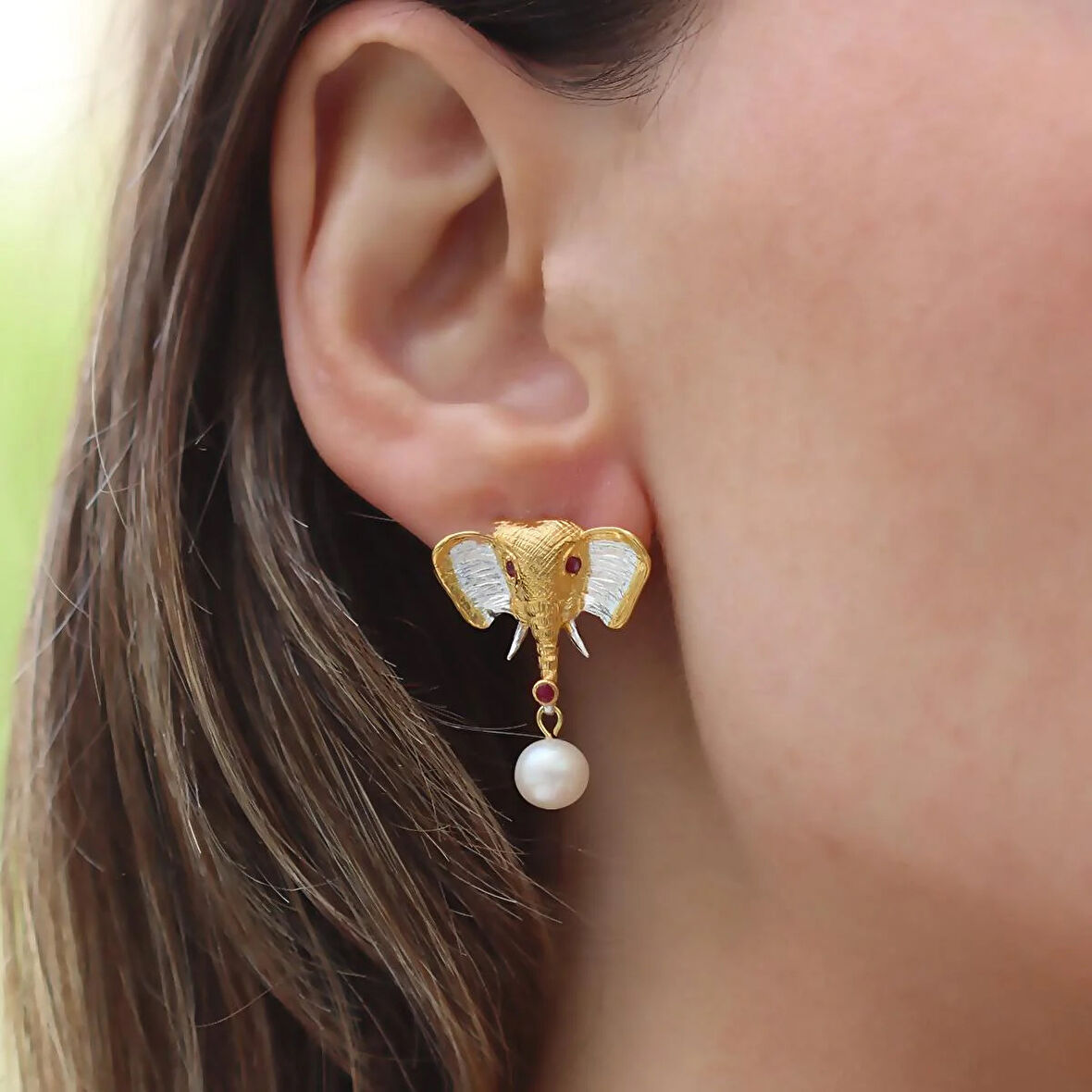 Fil İncili Gümüş Trend Küpe