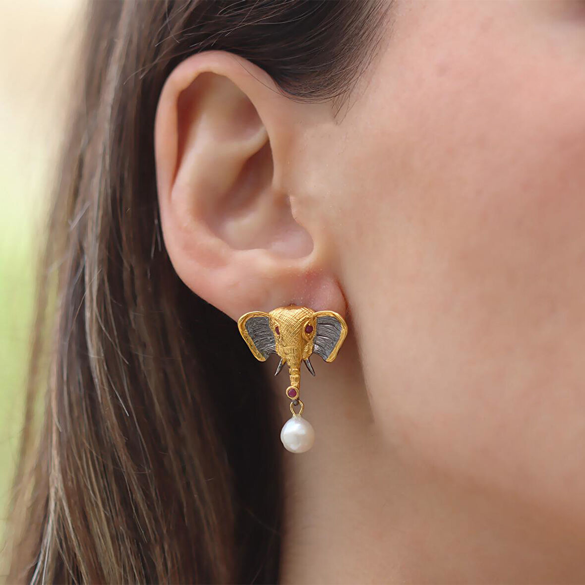 Fil İncili Gümüş Trend Küpe