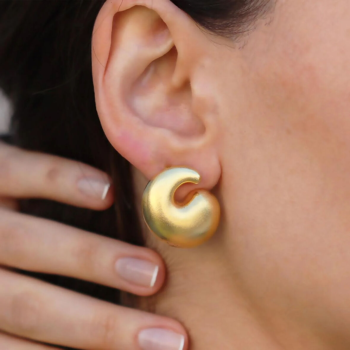 Yan Bottega Gold Bombeli Gümüş Küpe