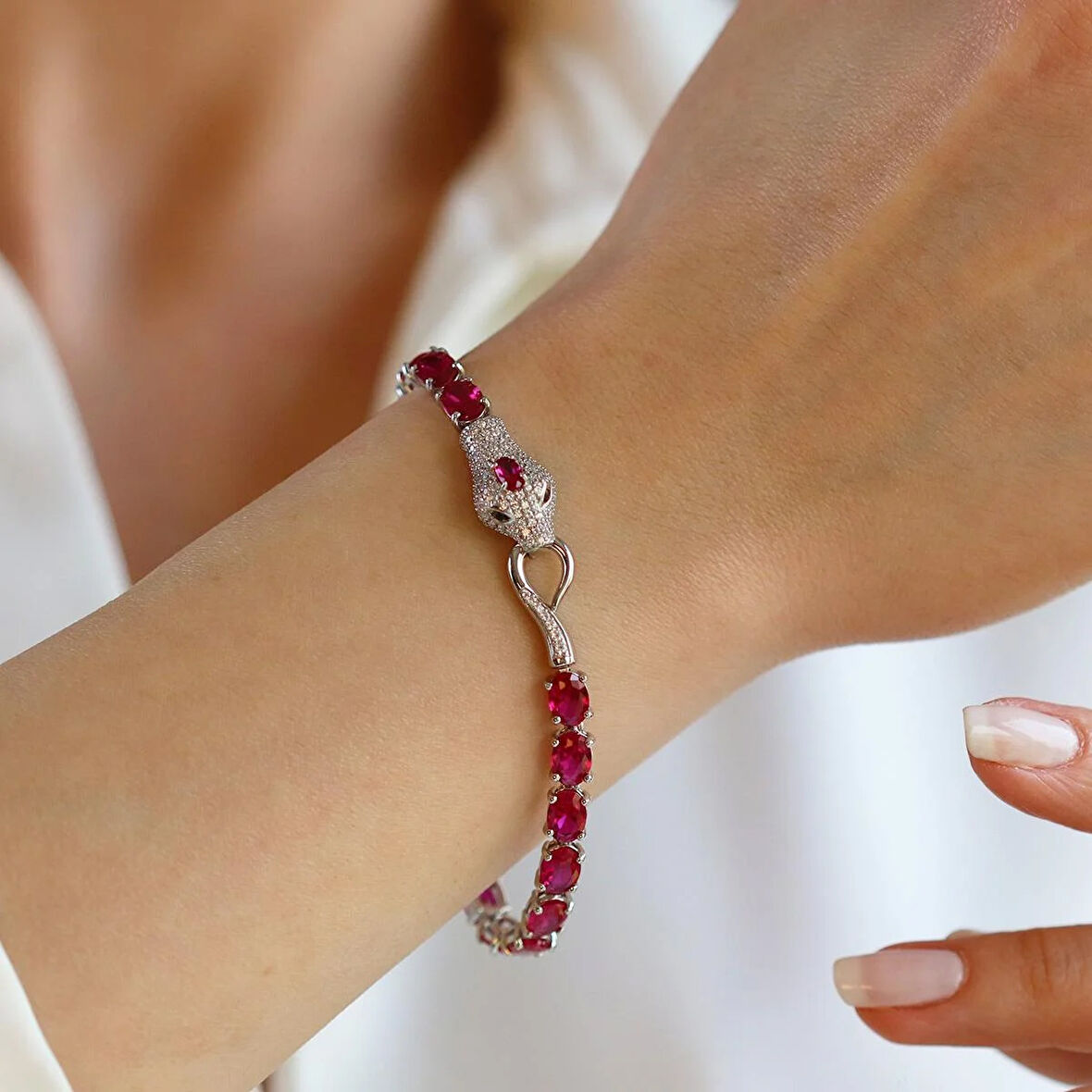 Sky Red Colleciton Serpent Yakut Creatif Gümüş Bileklik