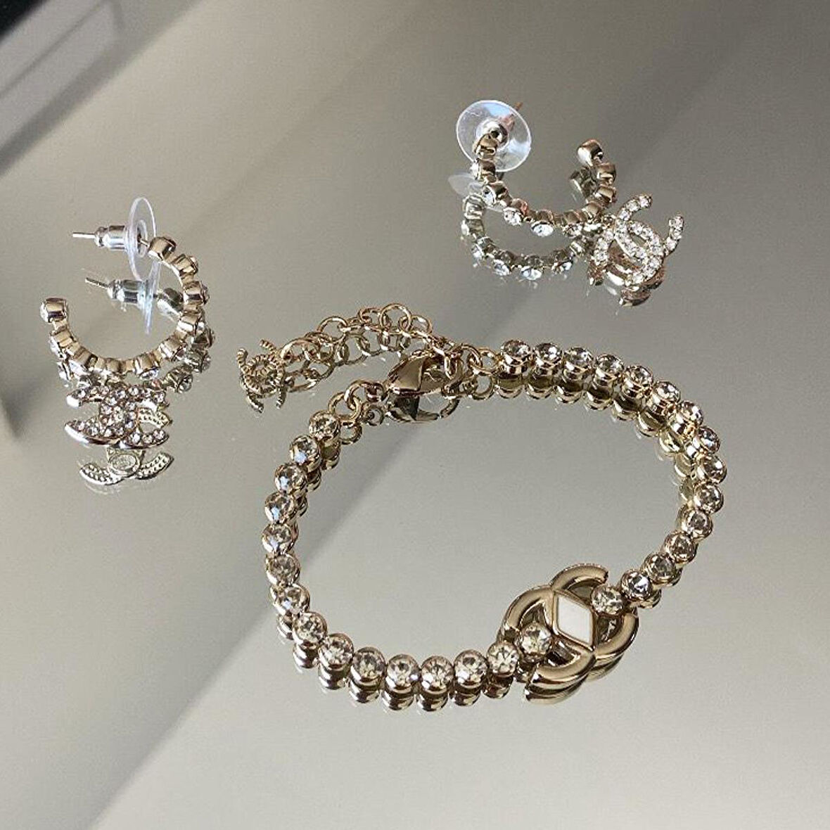 Zirkon Taşlı Gold Çelik Set 