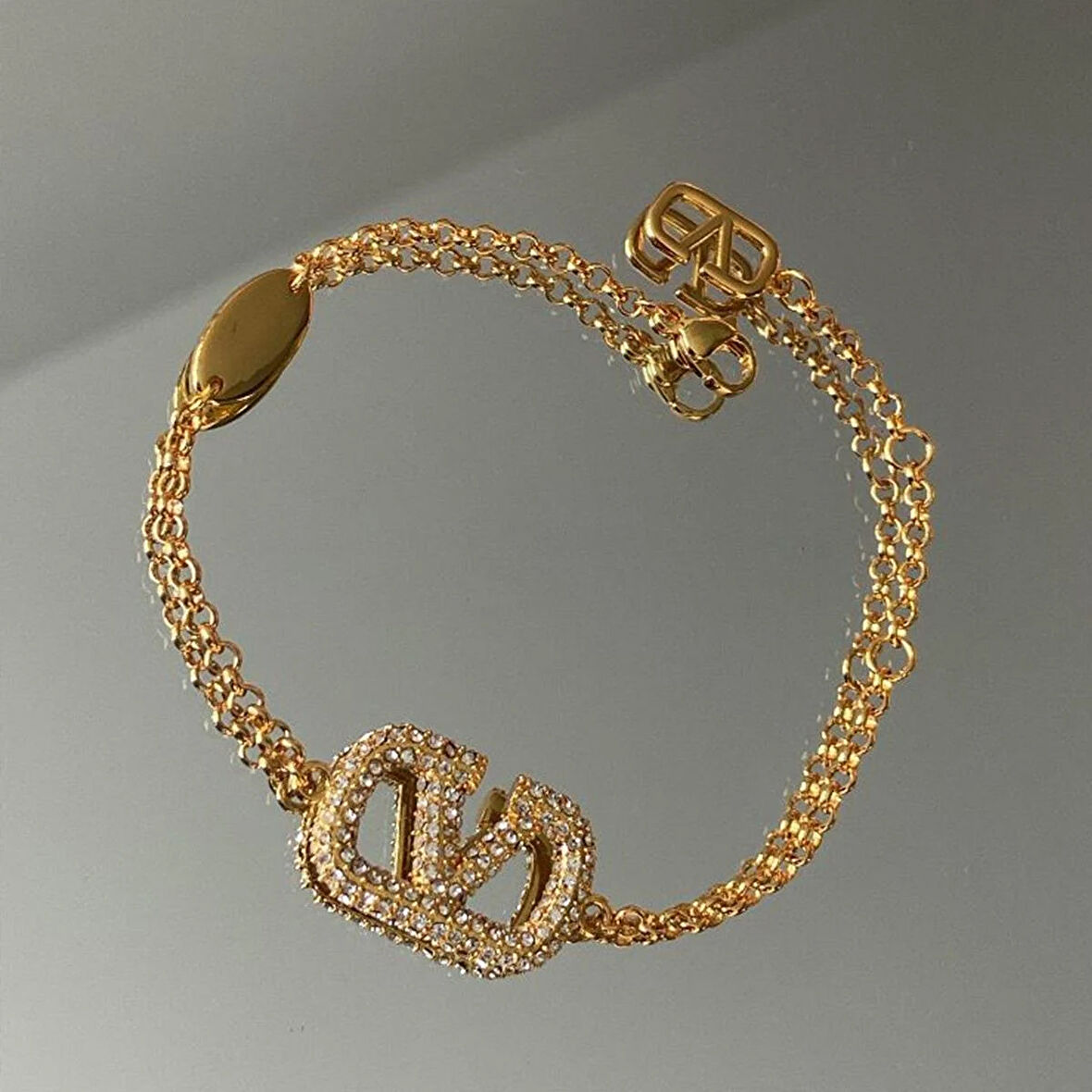 Zirkon Taşlı Gold Şık Çelik Bileklik