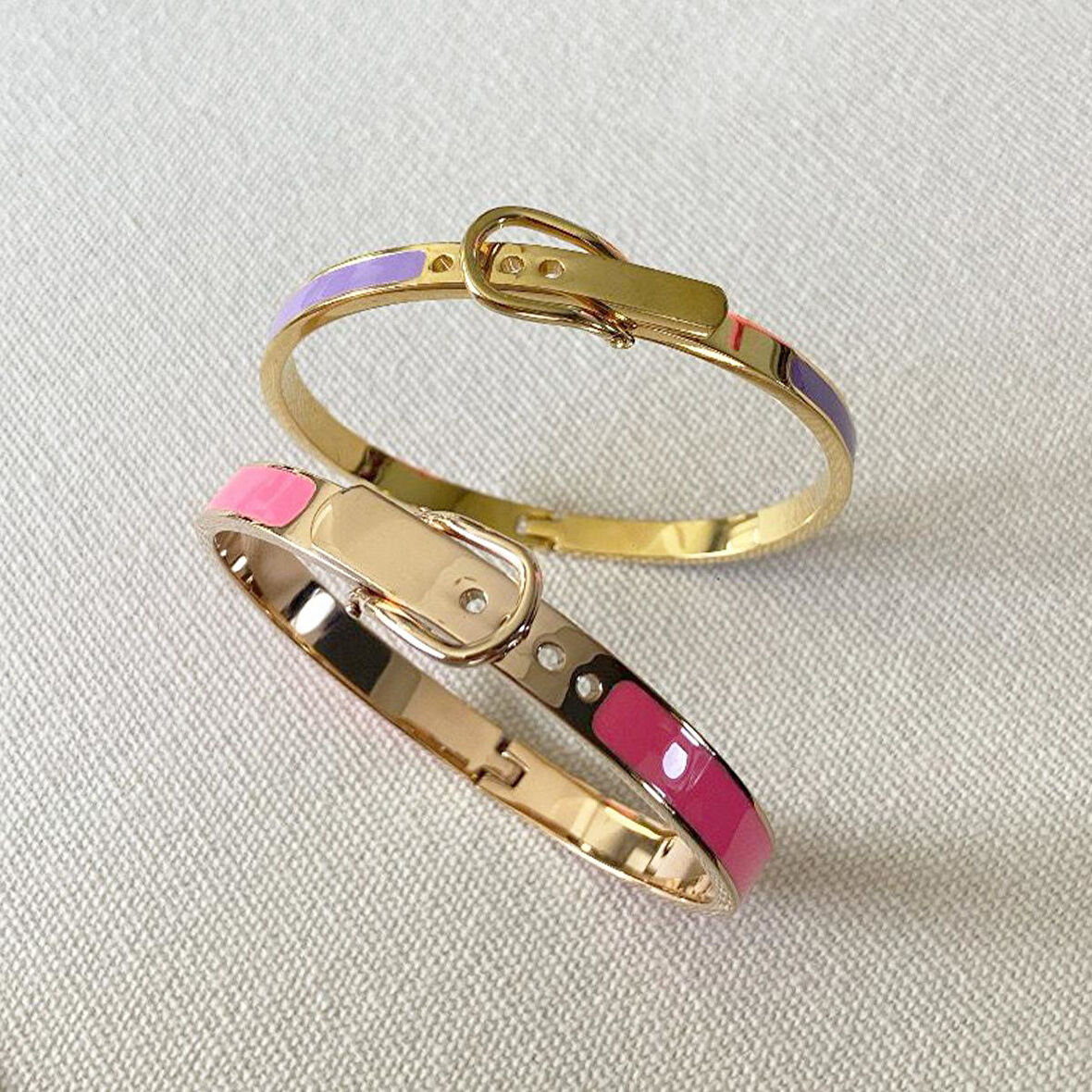 Mineli Rose Gold İkili Çelik Kelepçe