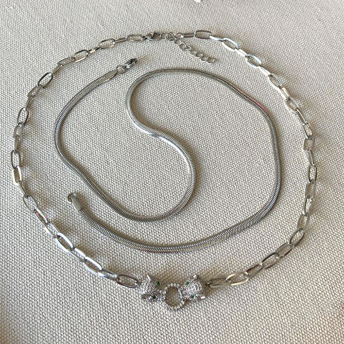 Kaplan Taşlı Trend İkili Çelik Kolye 