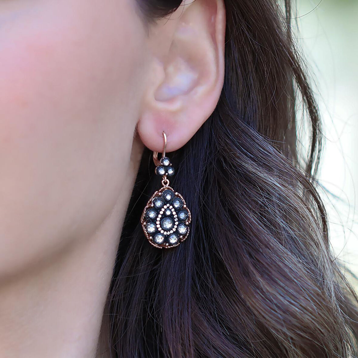 Damla Elmas Montür Rose Gold Gümüş Küpe