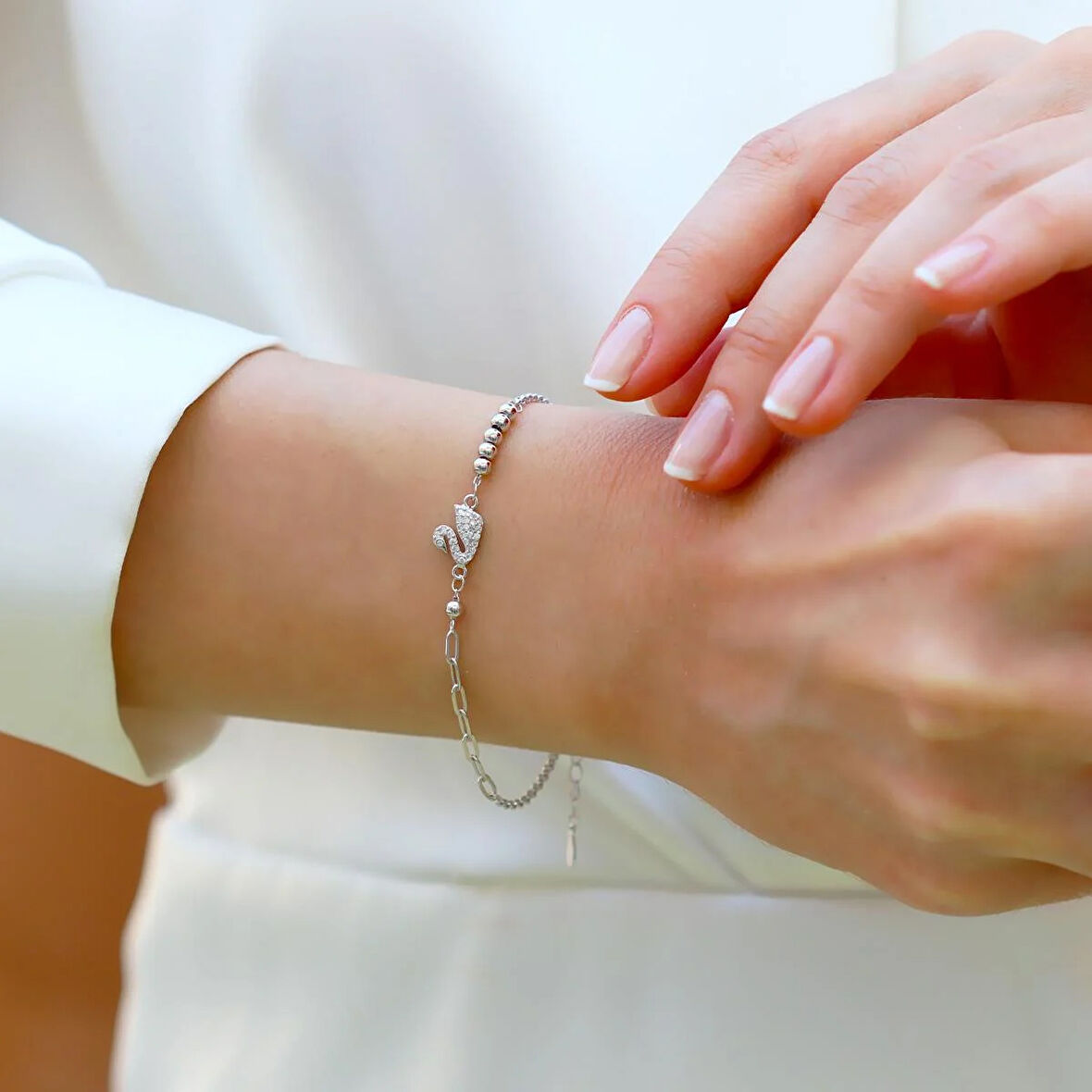 Kuğu Trend Gümüş Bileklik