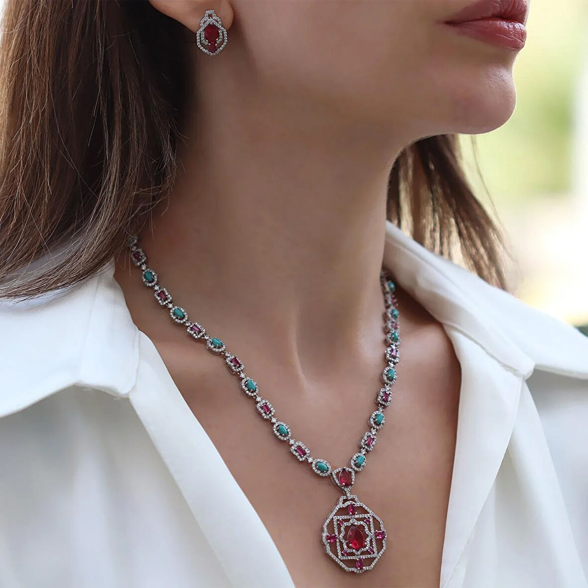 Aria Stone Serisi Gümüş Set