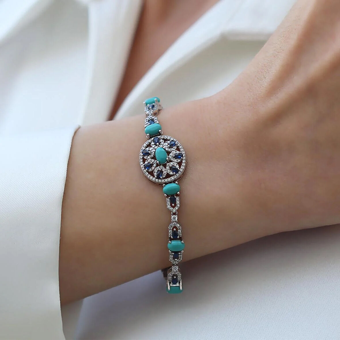 Aria Stone Serisi Elips Gümüş Bileklik