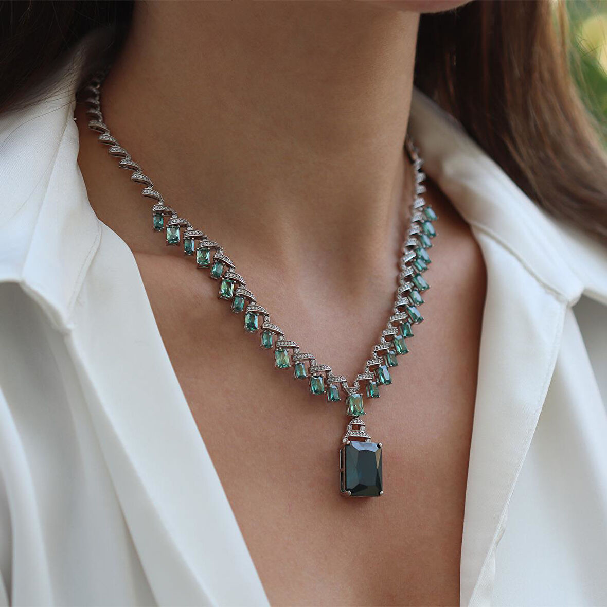 Aleksandrit Işıltısı Gümüş Gerdanlık