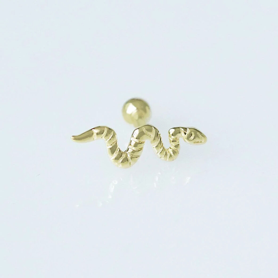 Serpent Modeli Gold Kaplama Gümüş Tragus