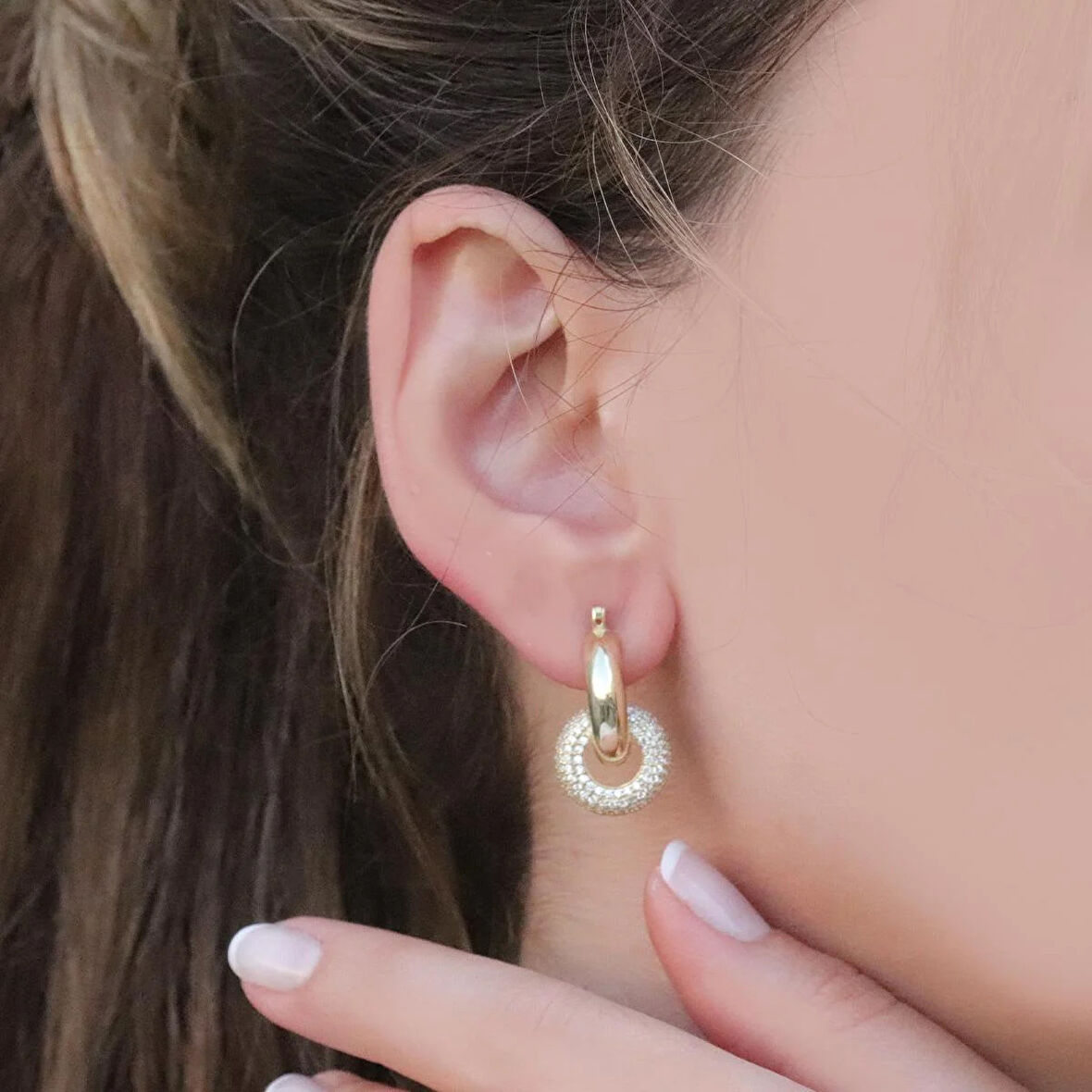 Tiff Model Gold Kaplama 925 Ayar Gümüş Küpe