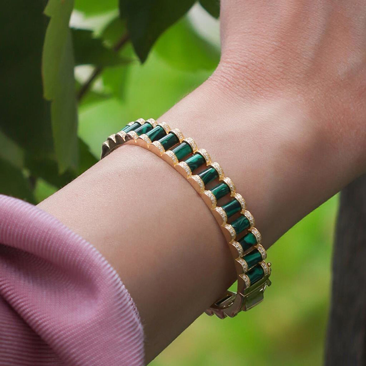 Peridot Taşlı Gold Kaplama Kelepçe