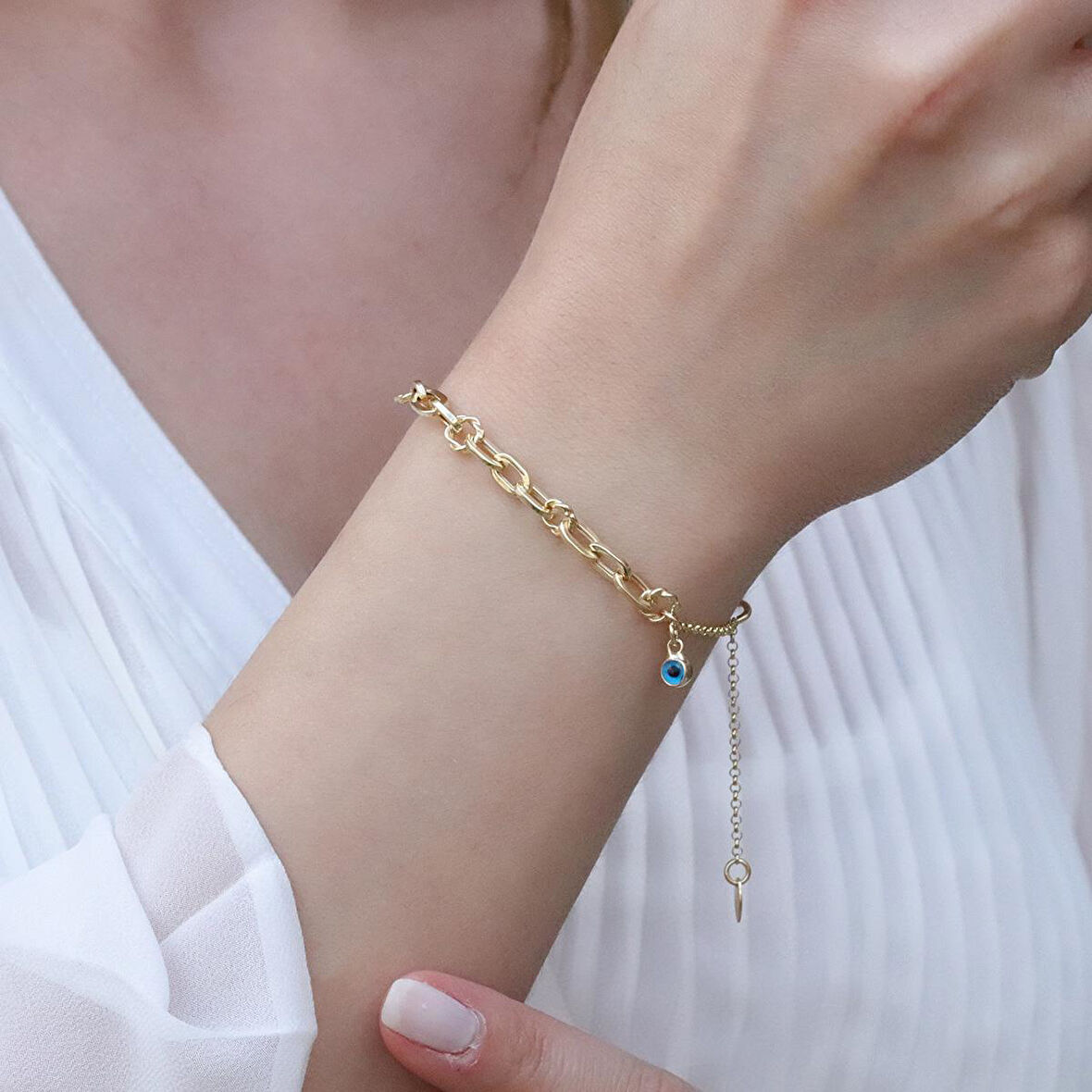 Mini Burgu Halkalı Gold Kaplama Gümüş Hallow Bileklik