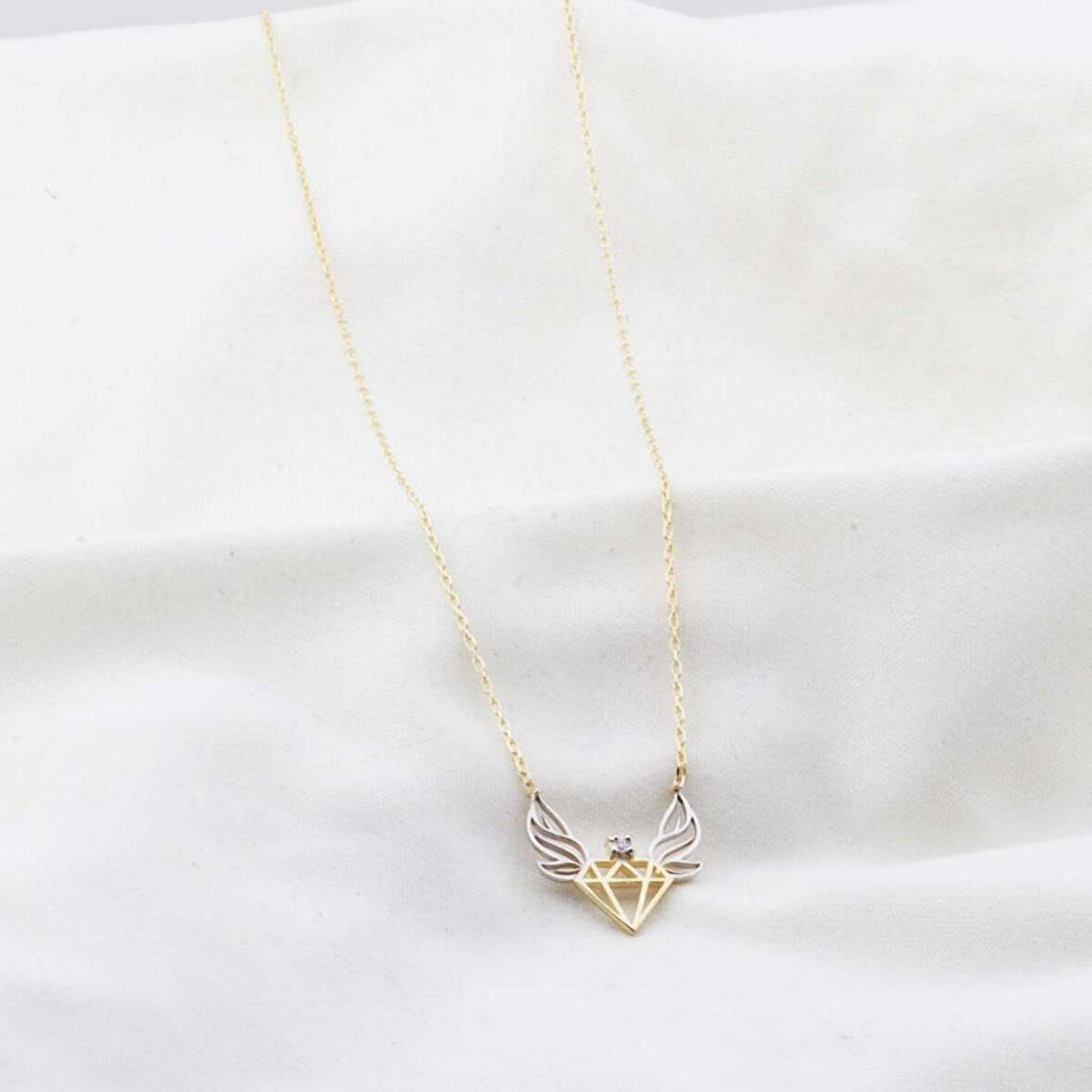 Pırlanta Taş Elmas 0.02 CT Gold Micron Kaplama Gümüş Kolye