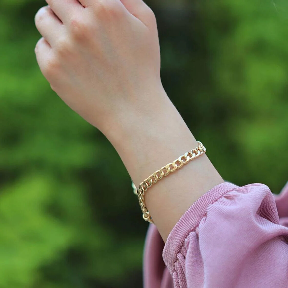 Taşsız Altın Kaplama 925 Ayar Gümüş Gurmet Bileklik