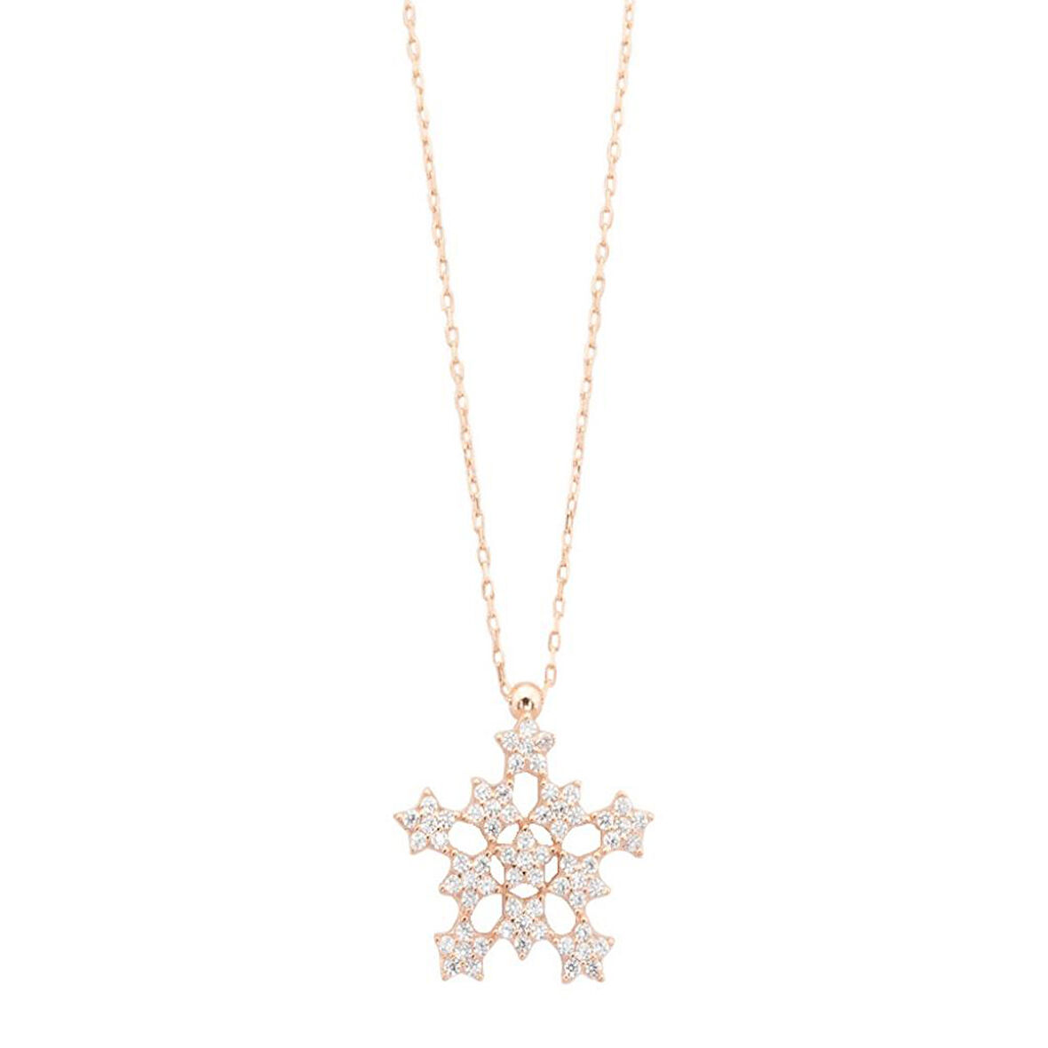 Zirkon Taşlı Kar Tanesi Altın Kaplama Gümüş Kolye