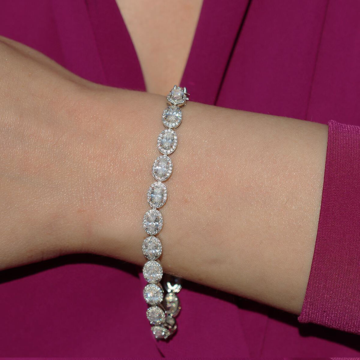 Mini Taş Detaylı Su Yolu Sky Diamond Gümüş Bileklik