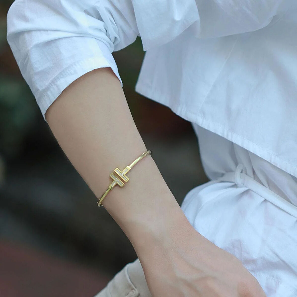 Tffny Model Gold Kaplama Gümüş Kelepçe
