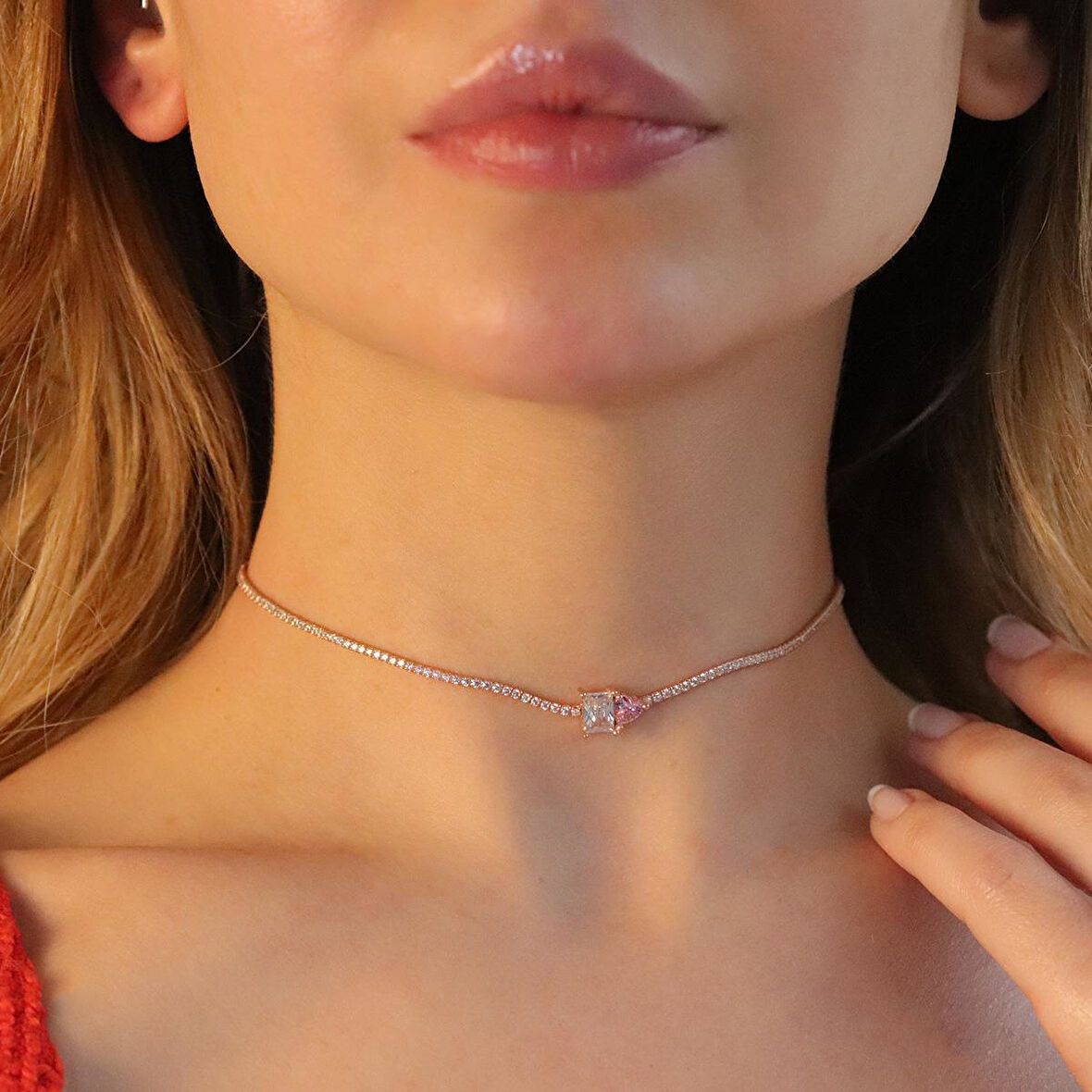 Kalp Choker Gümüş Kolye