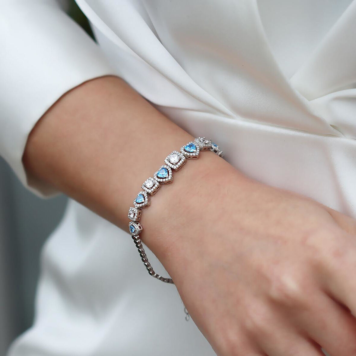 Kalp Sevgili Gümüş Bileklik