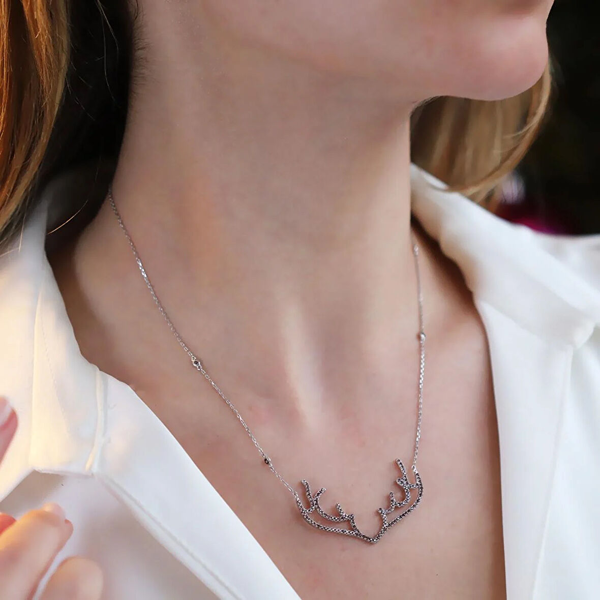 Geyik Model Gümüş Kolye