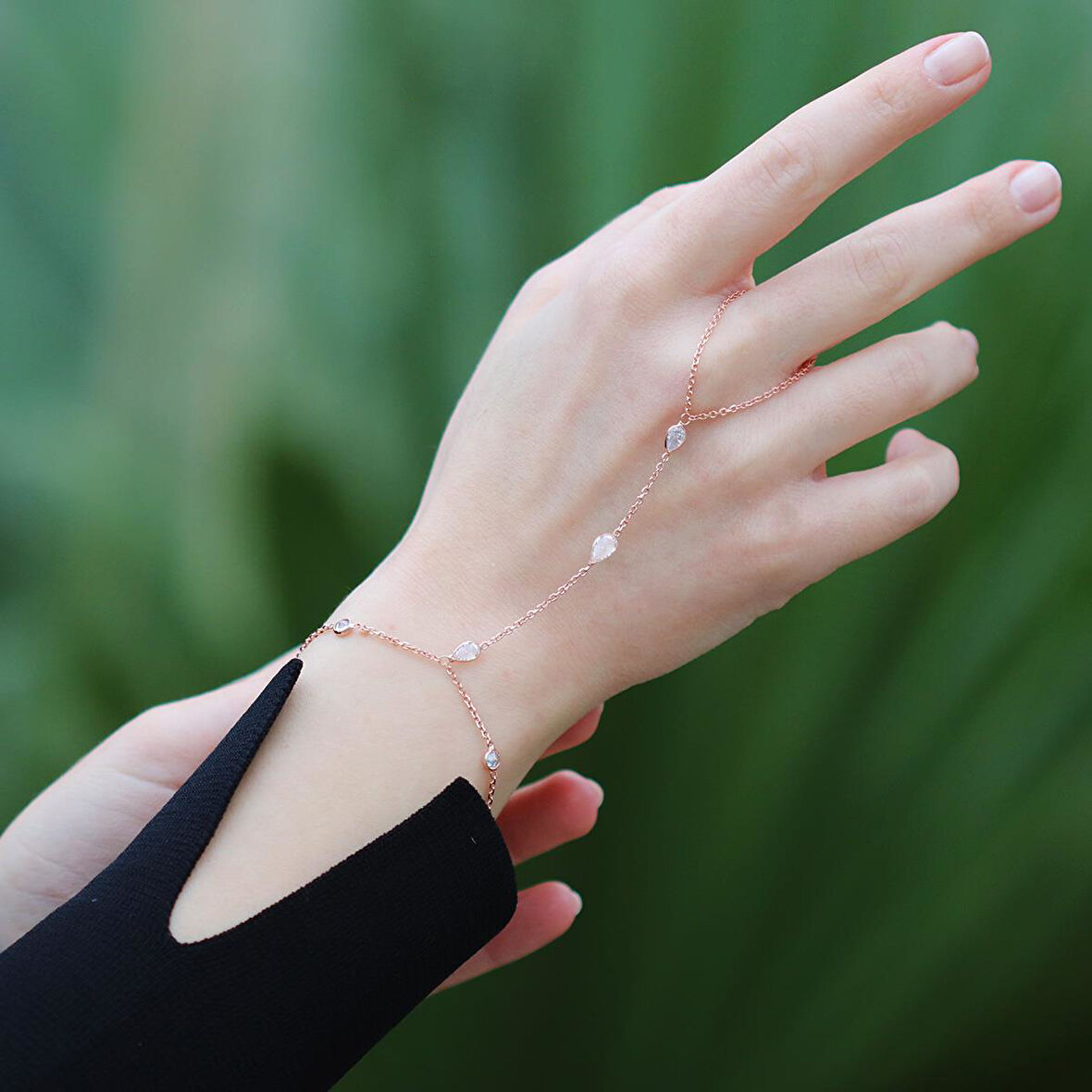 Damla Zirkon Taşlı Rose Gold Kaplama 925 Ayar Gümüş Şahmeran