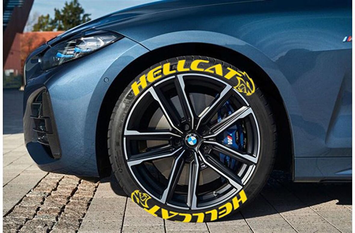 Hellcat Sarı Kalıcı Lastik Yazısı Hellcat Sticker 8 Kit