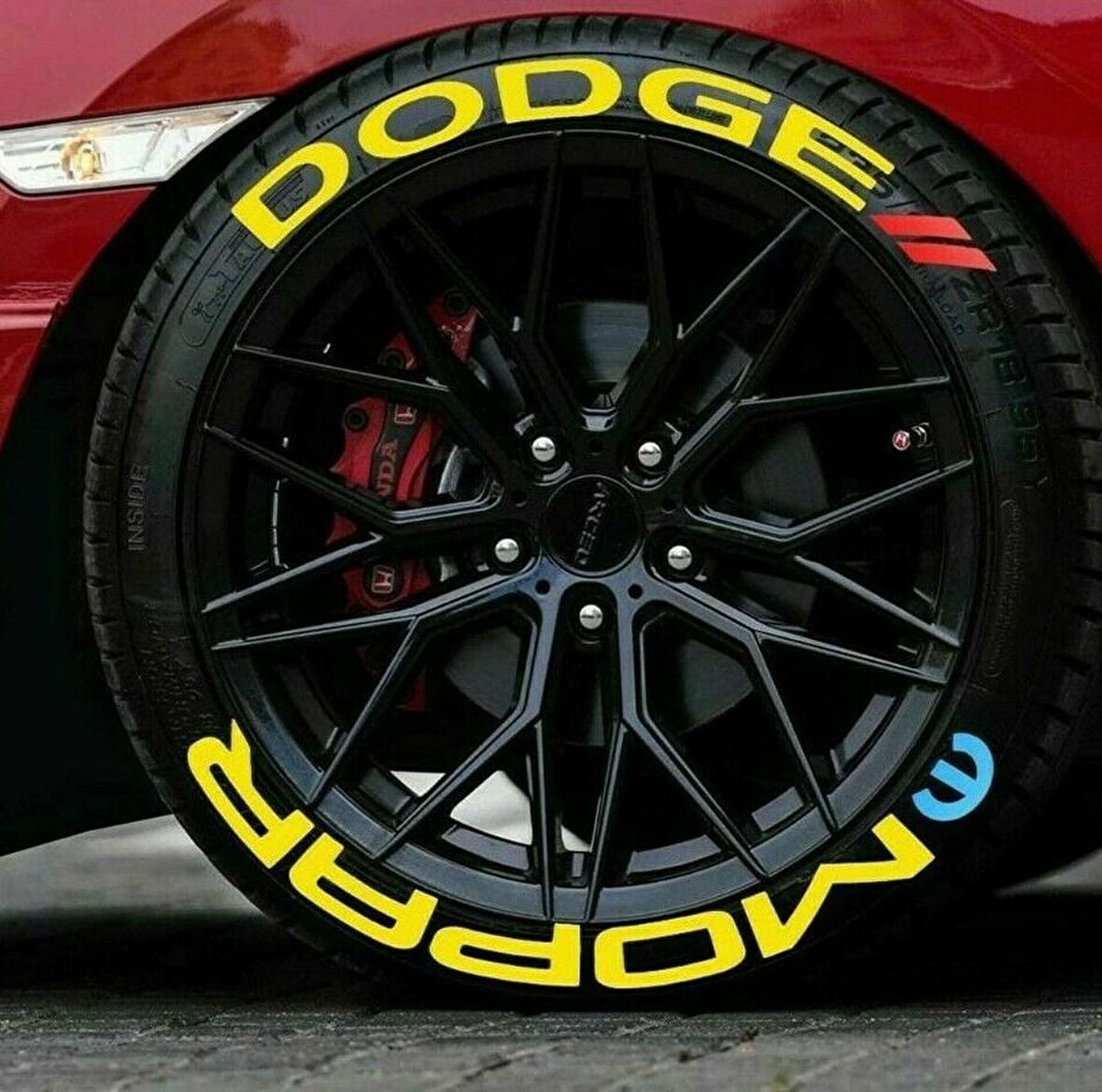 Dodge Mopar Sarı Kalıcı Lastik Yazısı Dodge Mopar Sticker 4 Kit