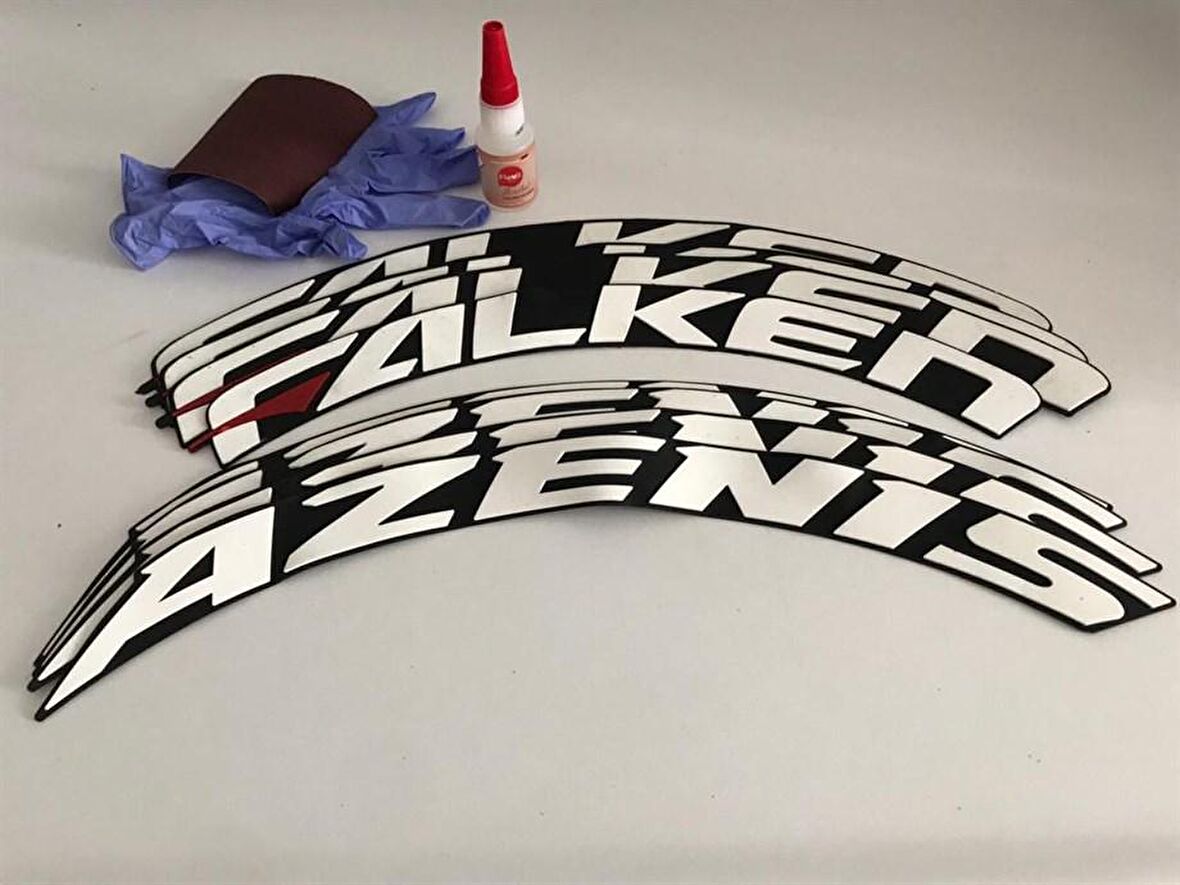 Falken Azenis Beyaz Kalıcı Lastik Yazısı Falken Azenis Sticker 8 Kit Büyük Boy