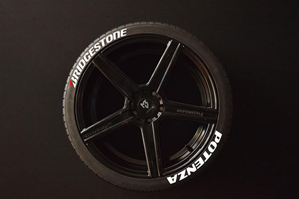 Bridgestone Potenza Beyaz Kalıcı Lastik Yazısı Bridgestone Potenza Sticker 8 Kİt