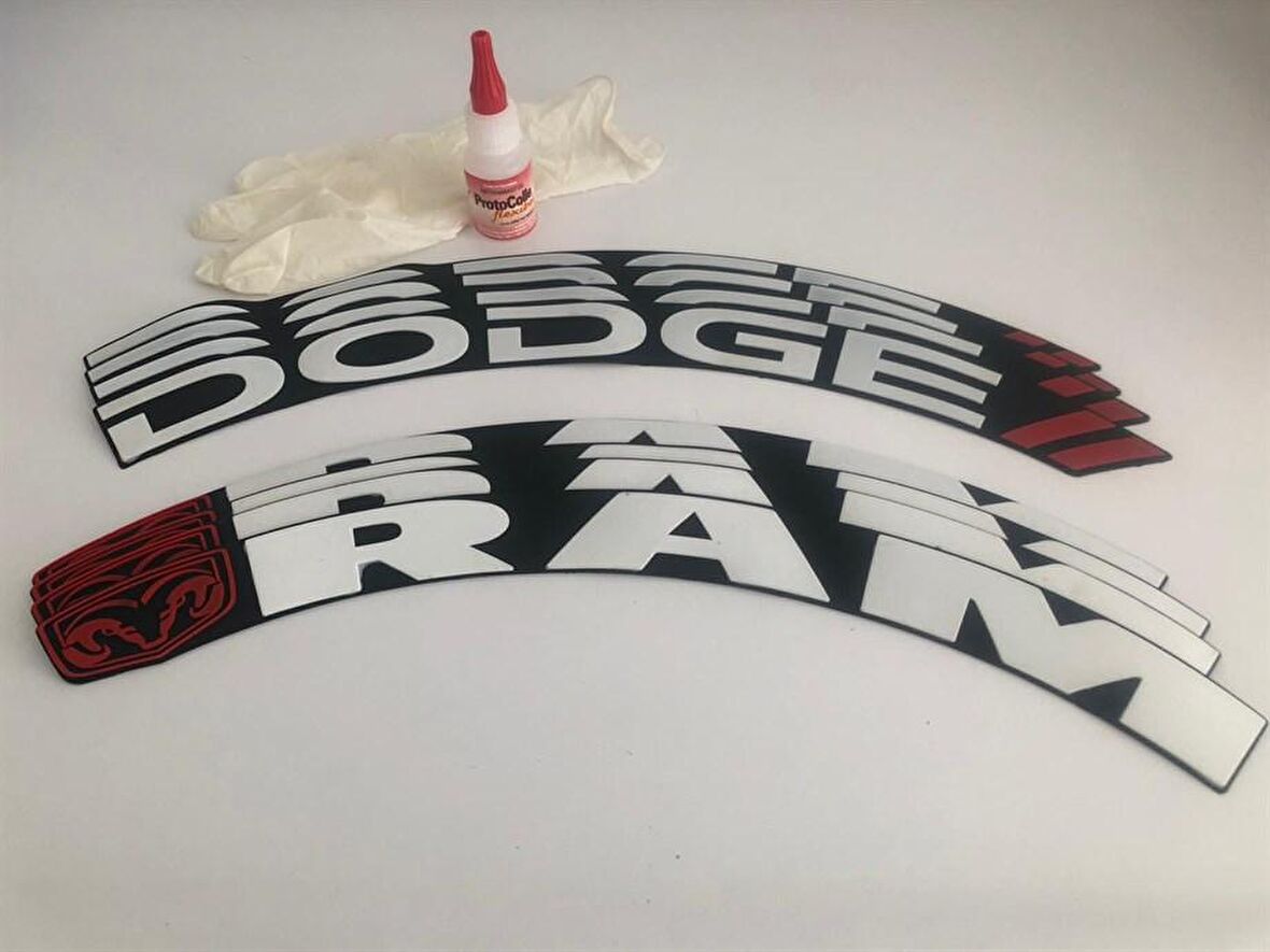 Dodge Ram Beyaz Kalıcı Lastik Yazısı Dodge Ram Sticker 4 Kit