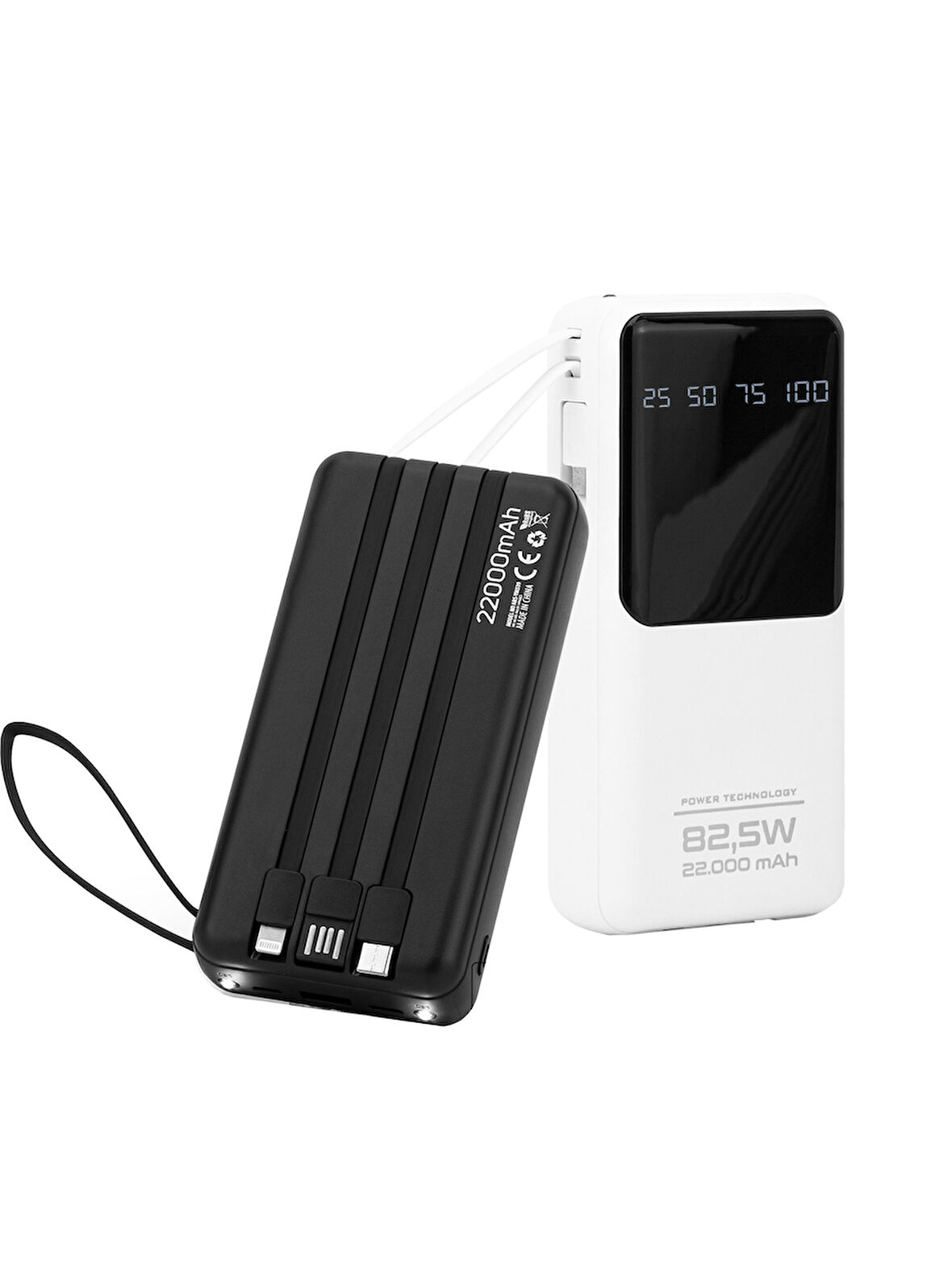 22.000 Mah Kablolu Dijital Göstergeli 82,5W Powerbank Taşınabilir Şarj Cihazları