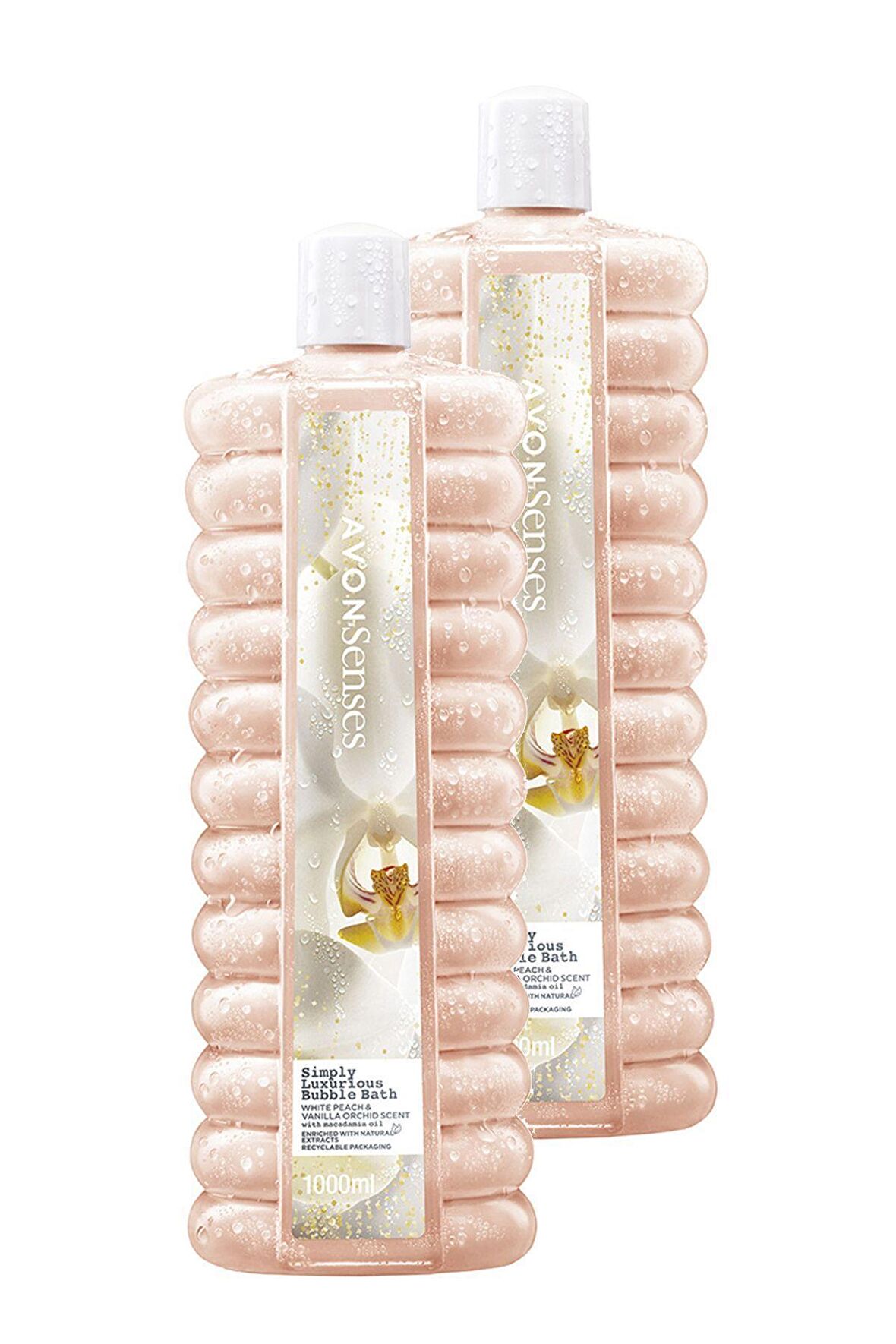 Avon Simply Luxurious Beyaz Şeftali ve Vanilya Orkide Kokulu Banyo Köpüğü 1000ml İkili Set