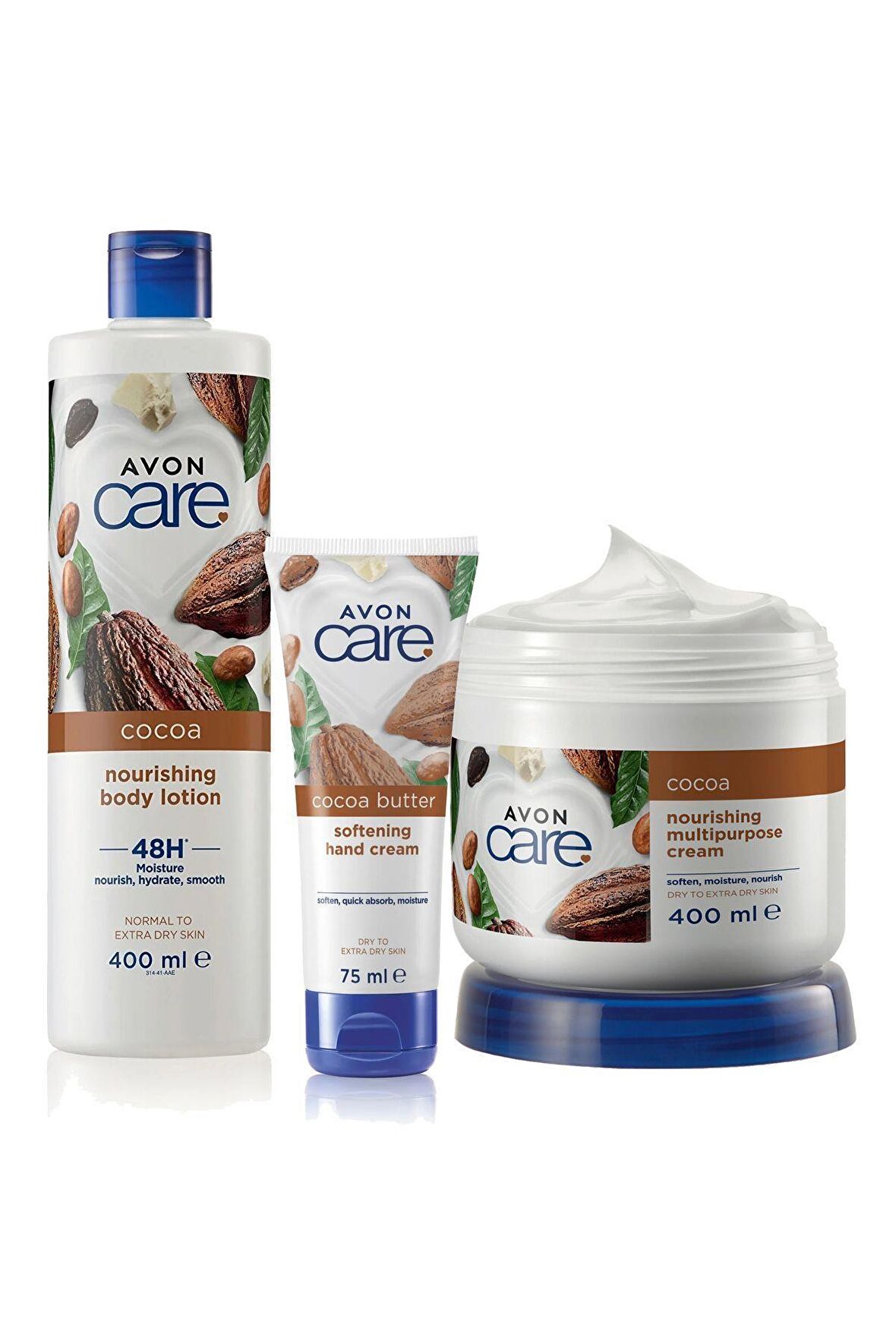 Avon Care Kakao Yağı İçeren E Vitaminli Çok Amaçlı Krem Losyon ve Kremi. Üçlü Set