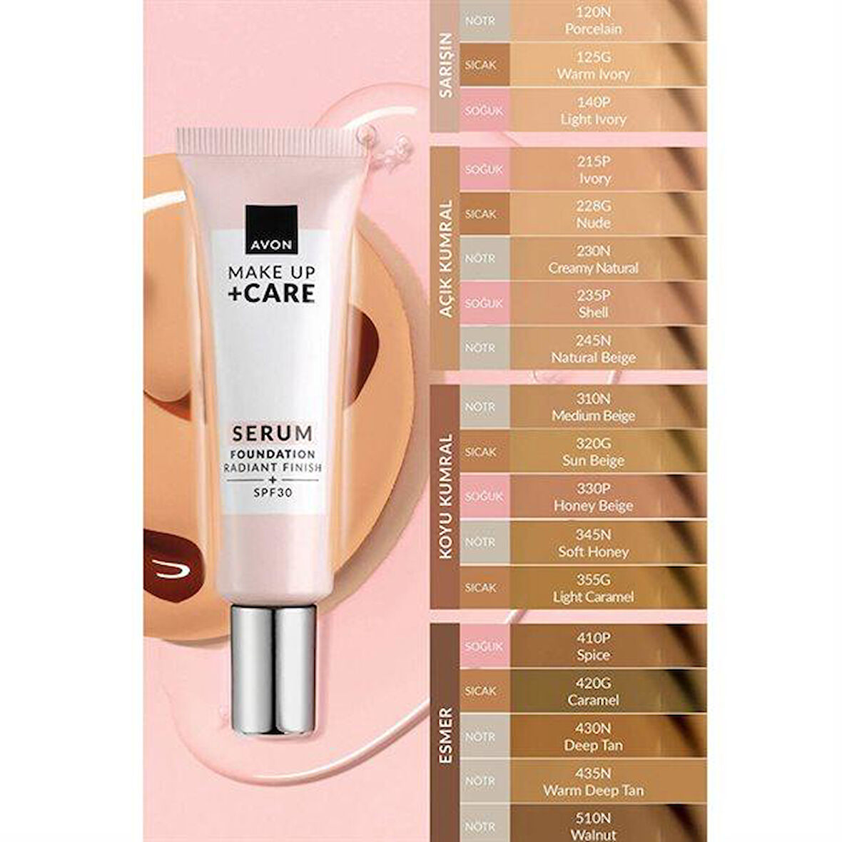 Avon MAKE UP + CARE 3’ü 1 Arada Serum Fondöten 320G