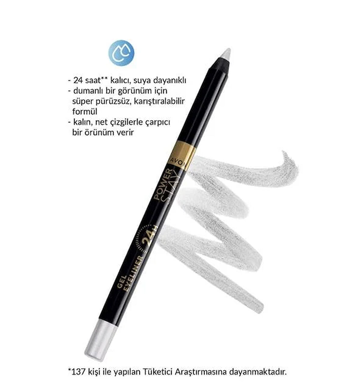 Avon Power Stay Jel Eyeliner Silver Shimmer